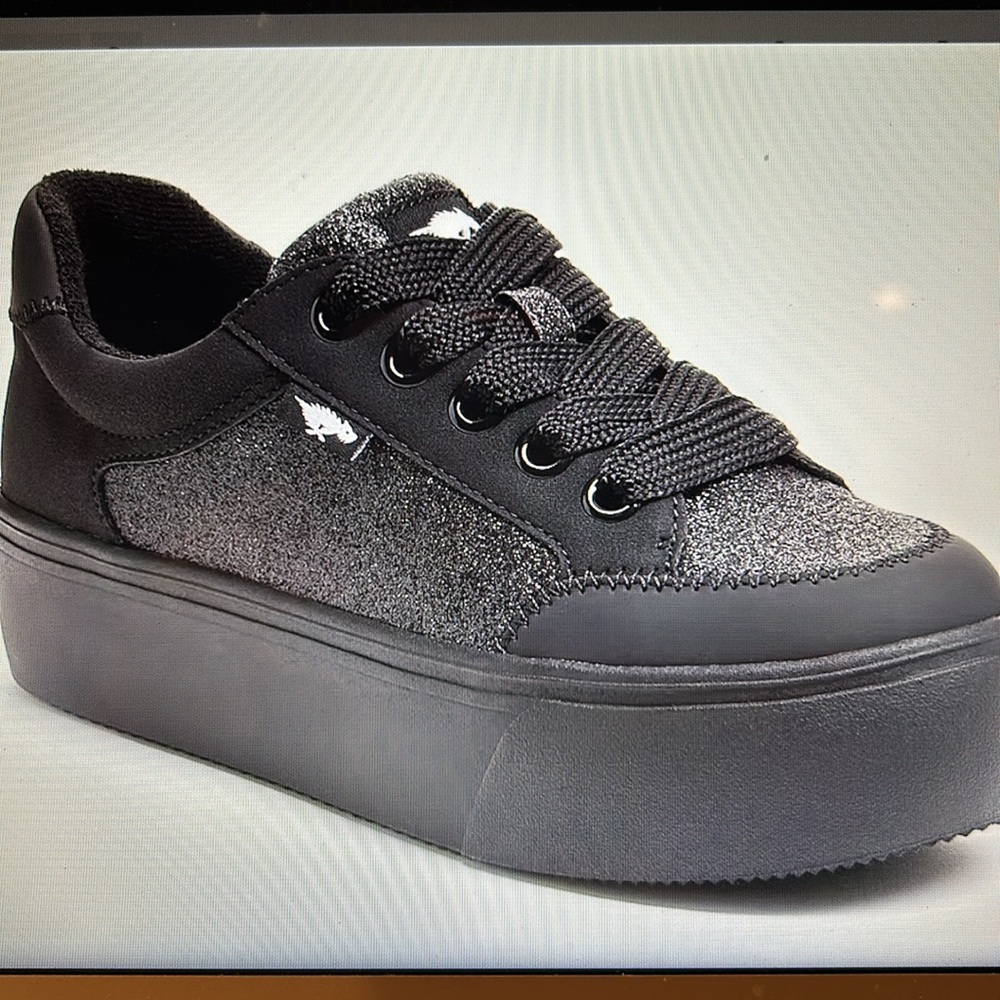 Rocket Dog Flame Black Glitter Platform Sneaker Tennis Shoe